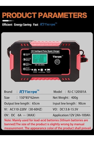 Novahub 12v6a Motosiklet Akü Şarj Cihazı, Akıllı Evrensel Tamir Kurşun-asit Akü Şarjör