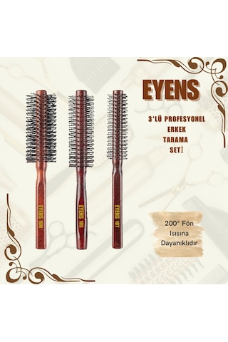 Eyens 3'lü Profesyonel Erkek Tarama Seti Fırçalar 200 Fön Isısına Dayanıklıdır