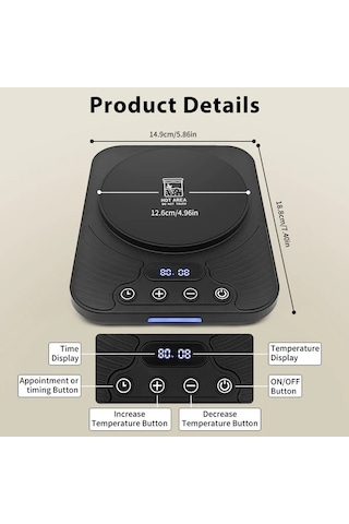 Willowhaven Siyah Usb Kahve Isıtıcı & Ekmek Mayalama Cihazı Otomatik Aç/kapa 12 Saat Zamanlayıcı