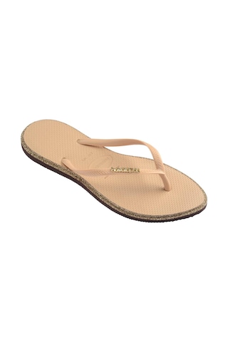 Havaianas Bej - Altın Kadın Plaj Terliği Slım Poınt Glıtter-14177