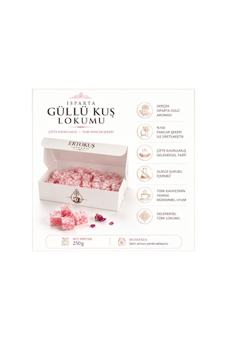Isparta Güllü Kuş Lokumu Çifte Kavrulmuş %100 Pancar Şekeri 250 Gr - 879974653
