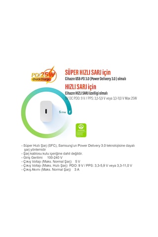 25w Süper Hızlı Type c Şarj Aleti Samsung Uyumlu Ep t2510n Türkiye Garantili