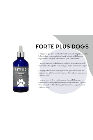 Pet Feed Forte Plus Dogs 100 Ml Köpekler İçin Tüy Sağlığı - Tüy Dökülmesi Önleyici Damla