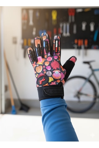 Çocuk Motosiklet & Bisiklet Eldiveni Deniz Kabuğu Desenli - Güvenli Sürüş İçin