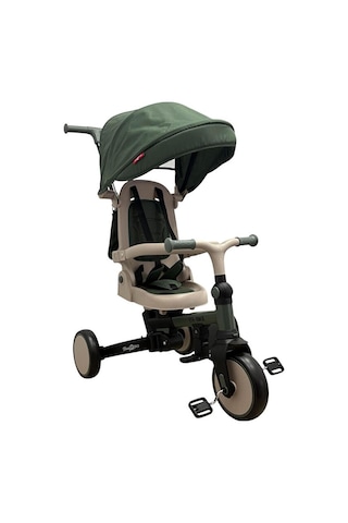 Baby2go Go-bike Ebeveyn Kontrollü 3 Tekerlekli Tenteli Bisiklet Haki