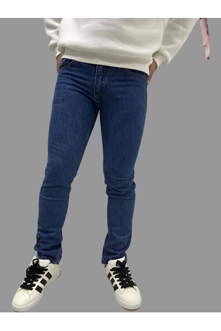 Erkek Dar Paça Düz Newone Koyu Mavi Kot Pantolon Koyu Mavi