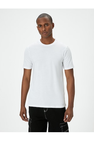 Koton Basic Tişört Slim Fit Kısa Kollu Bisiklet Yaka Beyaz 5wam10041hk Beyaz