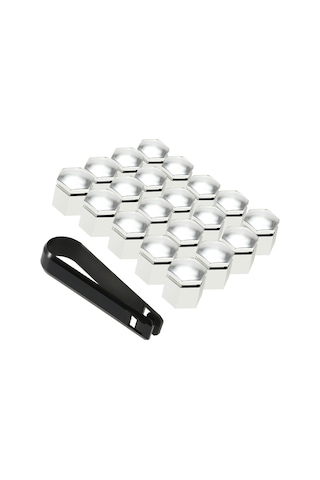 Suofeng Vauxhall Opel Jant Somun Kapakları 19mm İç Çap 24mm Yükseklik Abs+krom 20 Adet + 1 Araç Seti