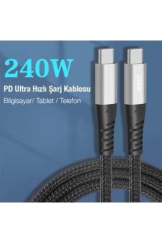 Ally 36435 240 W Type-C To Type-C Hızlı Data ve Şarj Kablosu