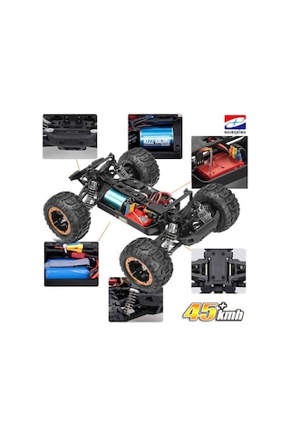 Haıboxıng Rc 1/16 Ravage 45+ Km/h Sürat Uzaktan Kumandalı Rc Model Araba Rtr Elektrikli 4wd Brushless Fırçasız Offroad Truck Mavi + 1500 Mah 7.4v 2s 30c Lipo Batarya