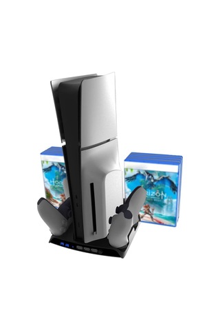 P5d-002 Ps5 Slim Disk/ps5 Slim Dijital Uyumlu Stand Şarj Cihazı Soğutucu Fan