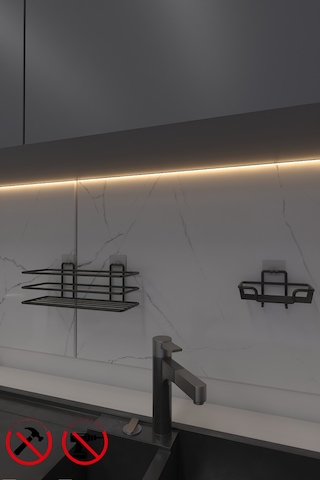 Alper Banyo Yapışkanlı Siyah TŞ01 Banyo Rafı Yapışkanlı Sabunluk Siyah