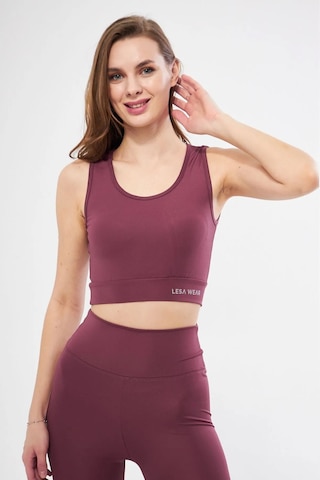 Lesa Wear Halter Yaka Spor Sütyeni Crop Top Gülkurusu