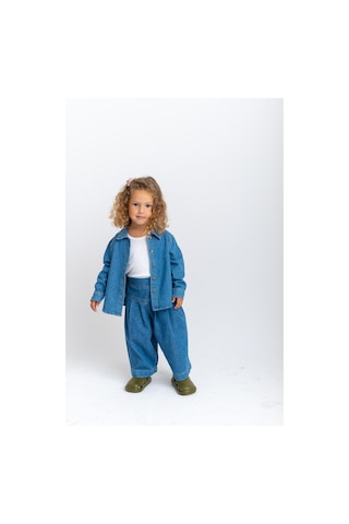 Oliven The Kid Oliventhekid Pileli Beli Lastikli Kız Çocuk Kot Pantolon Mavi Mavi