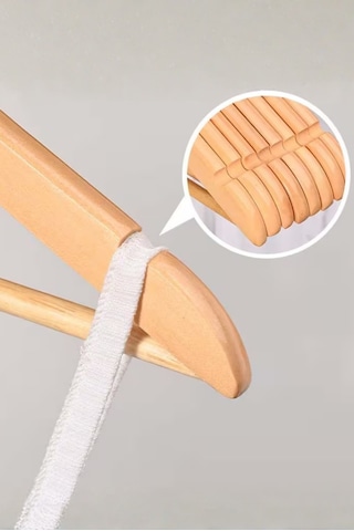 3 Adet Ahşap Askı Pantolon Elbise Ve Kıyafet Askısı