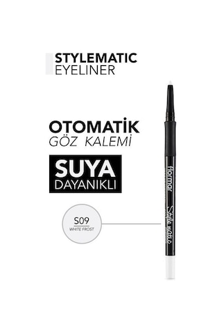 Flormar Stylematic Mat Bitişli & Suya Dayanıklı Asansörlü Göz Kalemi S09 Beyaz