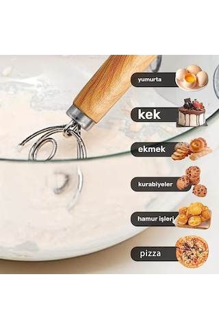 Ahşap Görünümlü Saplı El Mikseri Ve Hamur Karıştırıcı Bej