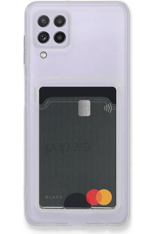 Samsung Samsung Uyumlu Galaxy A22 Kılıf Kart Şeffaf Silikon - Şeffaf Diğer