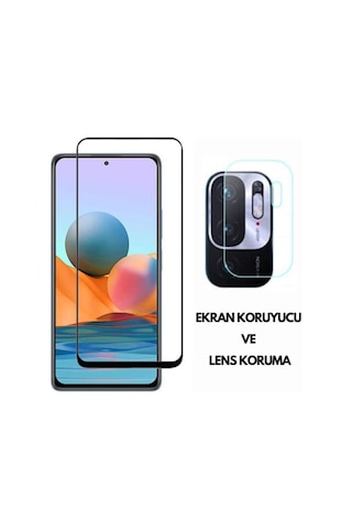 Xiaomi Redmi Note 10 5g Kamera Lens Koruma Koruyucu Cam Film + Tam Kaplayan Cam Ekran Koruyucu