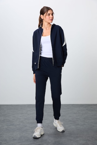 Tommy Life İndigo Kompakt Pamuklu Kalın Pürüzsüz Dokulu Kapüşonlu Oversize Fit Kadın Eşofman Takım - 95343 Indıgo