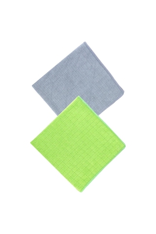 Silver Home Universal Kareli Mikrofiber Temizlik Bezi Gri Yeşil 2'li 50 x 70 CM