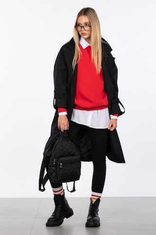 Barrels And Oil Çift Düğmeli Kruvaze Yaka Trençkot - Siyah