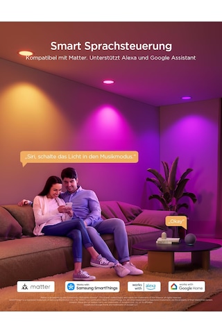 Govee Smart Led Gömme Spot Işıklar 11w, Rgbww Gömme Işıklar 120 Mm Kısılabilir, Matter Ve Alexa 850lm İle Uyumlu Ultra Düz Tavan Spotları, Banyo, Mutfak, Oturma Odası İçin Gömme Spotlar, 4'lü Paket Siyah