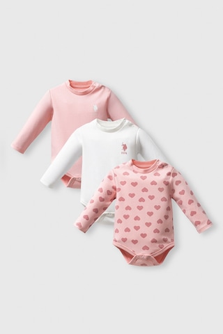 U.S. Polo Assn. U.s. Polo Assn Kız Bebek Pembe 3lü Body Set Pembe