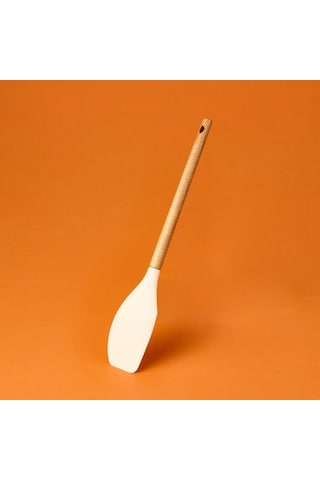 Arow Ahşap Saplı Silikon Spatula - Krem / Kahverengi Krem / Kahverengi