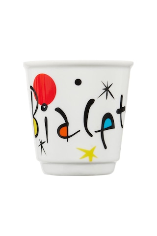 Bialetti - 4'lü Kahve Bardak Seti - Kulpsuz Kahve Shot Bardağı - Bicchierini - Karma Renk - Arte Desen Serisi - Porselen Sku: Smg8690010184238