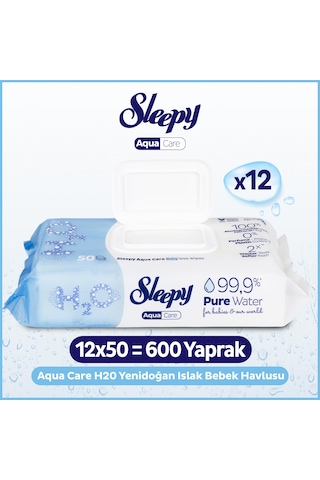 Sleepy AquaCare H2O Yenidoğan Islak Bebek Havlusu 12x50