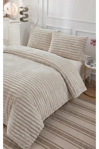 Soft Çizgi Çift Kişilik Yatak Örtüsü 260x240 Krem