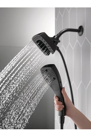 Engage Hydroenergetix 8-spray 5 Inç. Tek Duvara Monte Sabit Ayarlanabilir Duş Başlığı Krom Mat Siyah Çok Renkli