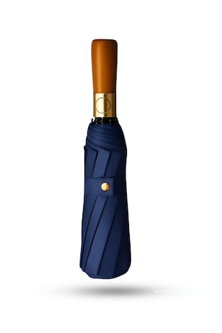 Mi'umbrella Ahşap Saplı 12 Tel Otomatik Şemsiye Lacivert