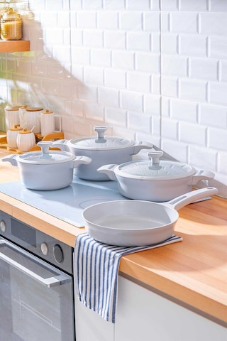 Acar Ultimate Pro Döküm 7 Parça Tencere Seti Beyaz