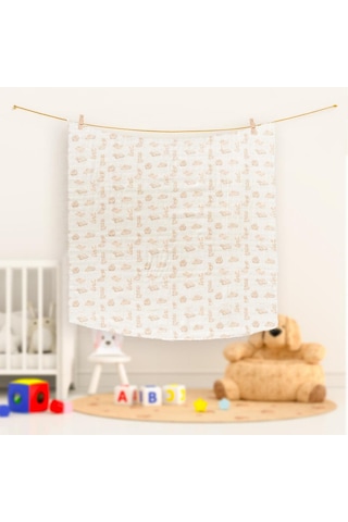 Hafy Baby Organik Pamuk Puanlı Tavşan Desenli Müslin Bebek Örtüsü