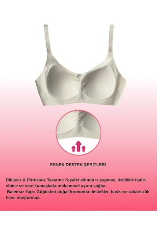 Alya Underwear Kadın Dikişsiz Sütyen Çıkarılabilir Yuvarlak Kaplı Lazer Kesim Görünmez Sütyen Siyah Ekru