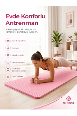 Ckspor 15 Mm Kaymaz Nbr Pilates Matı Taşıma Askılı Yoga Veegzerisiz Minderi Pembe