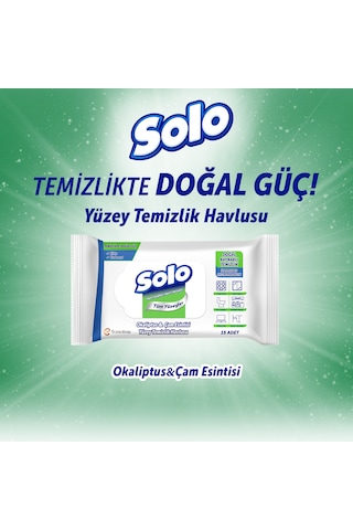 Solo Doğal Güç Okaliptus&çam Esintisi Seyahat Boy Yüzey Temizlik Havlusu 6'lı 90 Yaprak Beyaz