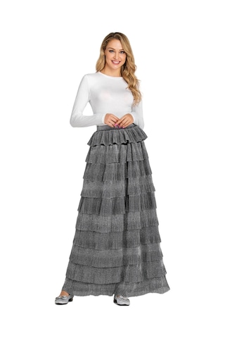 Kadınlar İçin Şık Parlak Pasta Eteği Gri