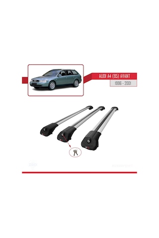 Audi A4 B5 Avant 1996-2001 Arası İle Uyumlu Ace-1 Ara Atkı Tavan Barı Gri 3 Adet Bar