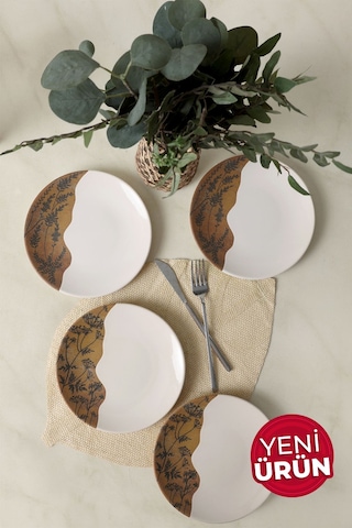 Keramika Terra Leaf Ege Pasta Tabağı 20 Cm 4 Adet 22878-79 Çok Renkli