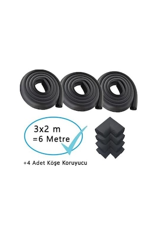 6 Metre Kenar + 4 Adet Köşe Siyah Kauçuk Kenar Koruyucu