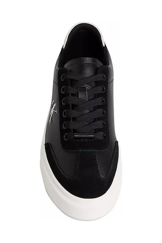 Calvin Klein Kadın Platform Tabanlı Süet Detaylı Ck Logo Desenli Siyah Sneaker-14866