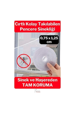 Ayarlanabilir Pratik Pencere Cam Kapı Sineklik Cırt Bantlı Hazır Yapışkanlı 0,75 Cmx1,25 Cm - 4 Mt