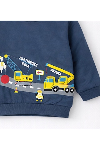 HelloBaby Erkek Bebek Pamuklu Sweatshirt Desenli Model Lacivert