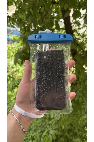 Yüksek Kaliteli Tüm Telefonlara Uyumlu Yağmur Su Geçirmez Waterproof Deniz Havuz Altı Telefon Kılıfı Mavi
