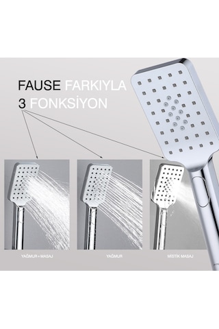 Fause El Duş Başlığı 3 Fonksiyonlu Kare Ke122
