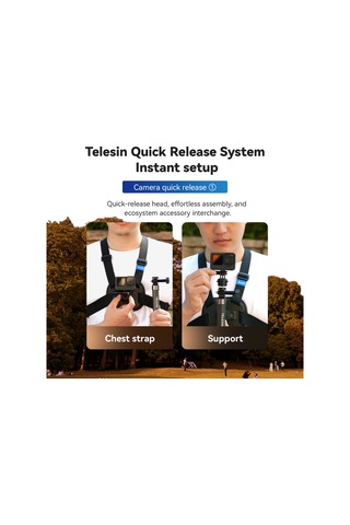 Tenfowee Telesın Spor Kamerası Göğüs Kayışı, Hızlı Çıkarılabilir Aksesuar Gopro Hero 12/11/10/9, Djı Osmo, Insta360 X4/x3 İçin Siyah