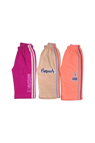 Minik Motion Çocuk Kız Kapri Eşofman Altı Şeritli 3 Lü Set Pembe Karışık